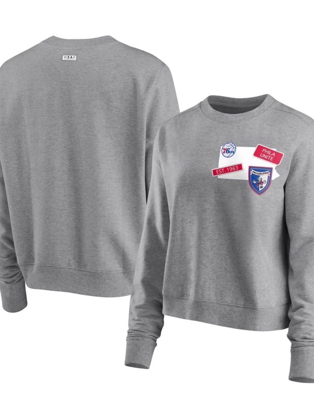 WEAR BY ERIN ANDREWS Women's Gray Crewneck Sweatshirt with Patch Graphic - L